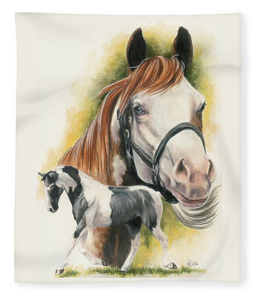 Horse Fleece Blanket featuring the mixed media American Paint by Barbara Keith