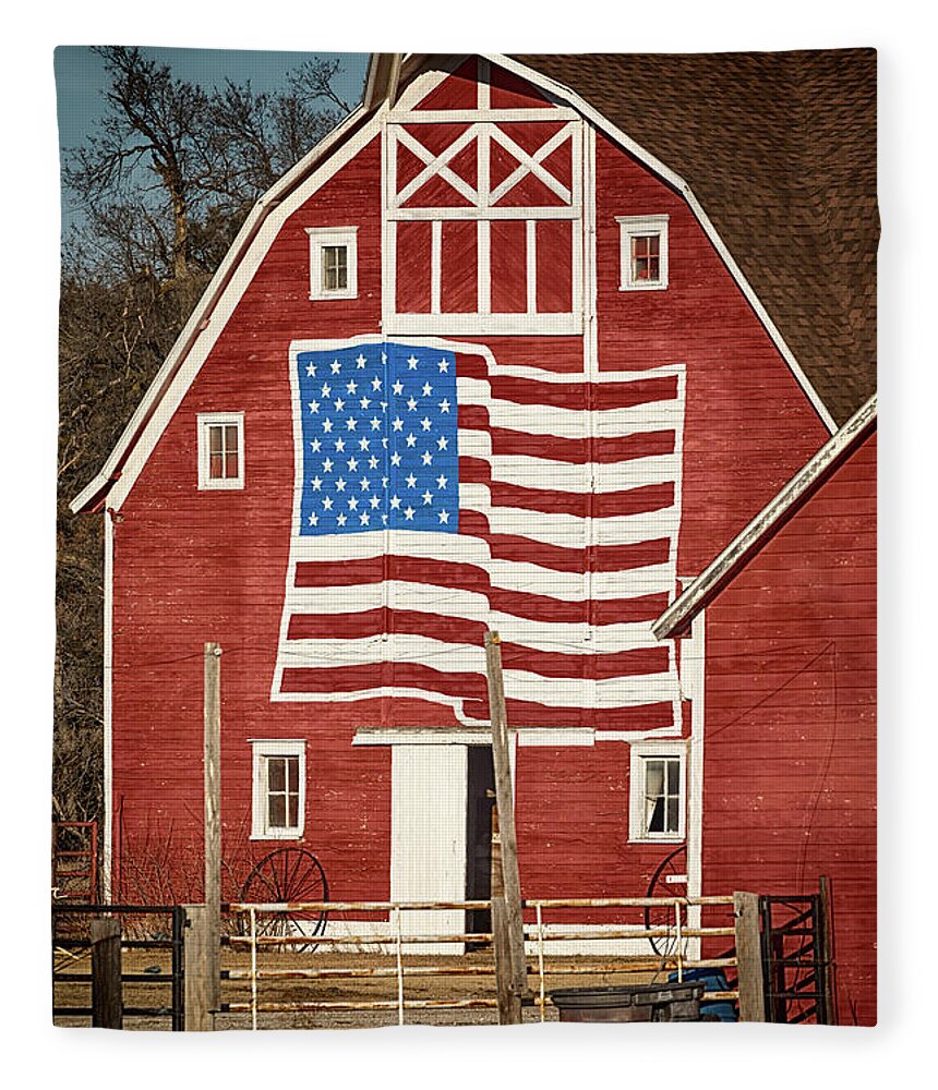 Barn Fleece Blanket featuring the photograph American Pride by Susan Rissi Tregoning