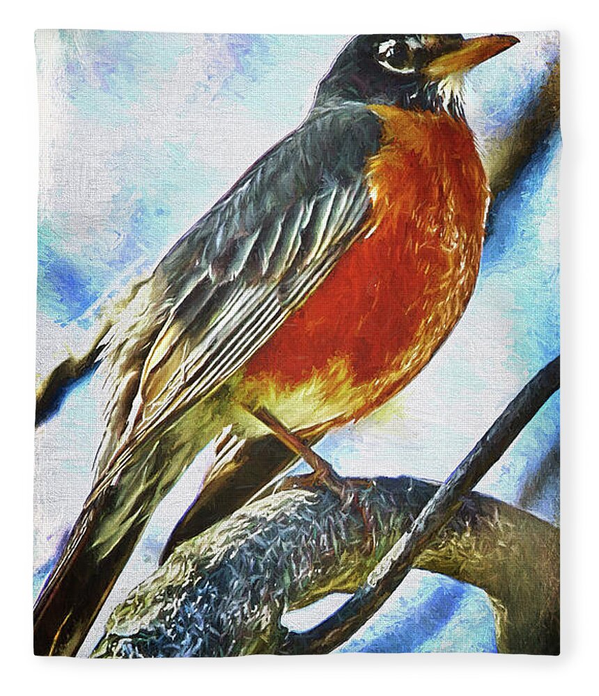 Bird Fleece Blanket featuring the photograph American Robin by Reynaldo Williams