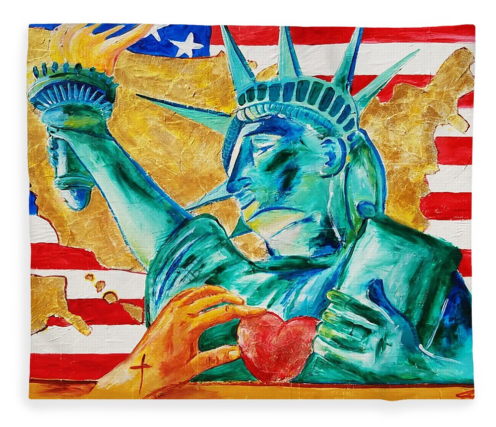 Jennifer Page Fleece Blanket featuring the painting Americas Restoration by Jennifer Page