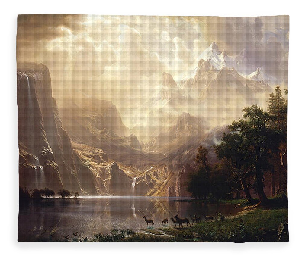 Albert Bierstadt Fleece Blanket featuring the painting Among the Sierra Nevada by Albert Bierstadt