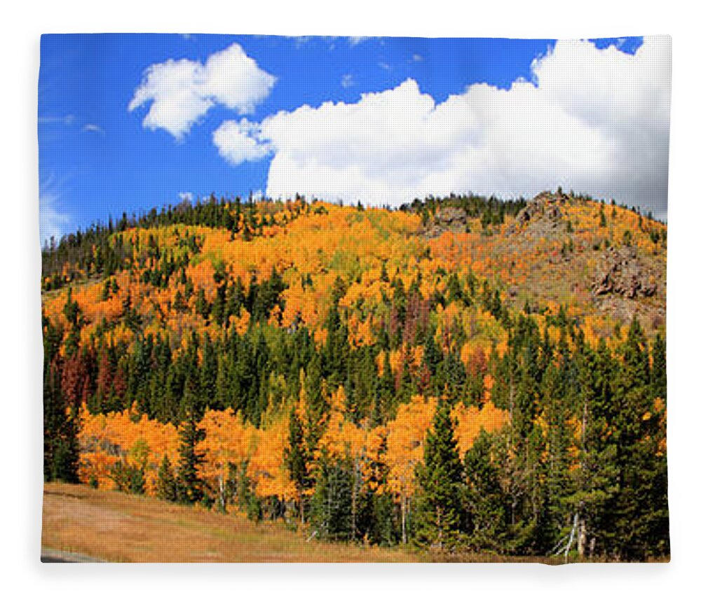 Autumn Fleece Blanket featuring the photograph An Autumn Drive - Panorama by Shane Bechler