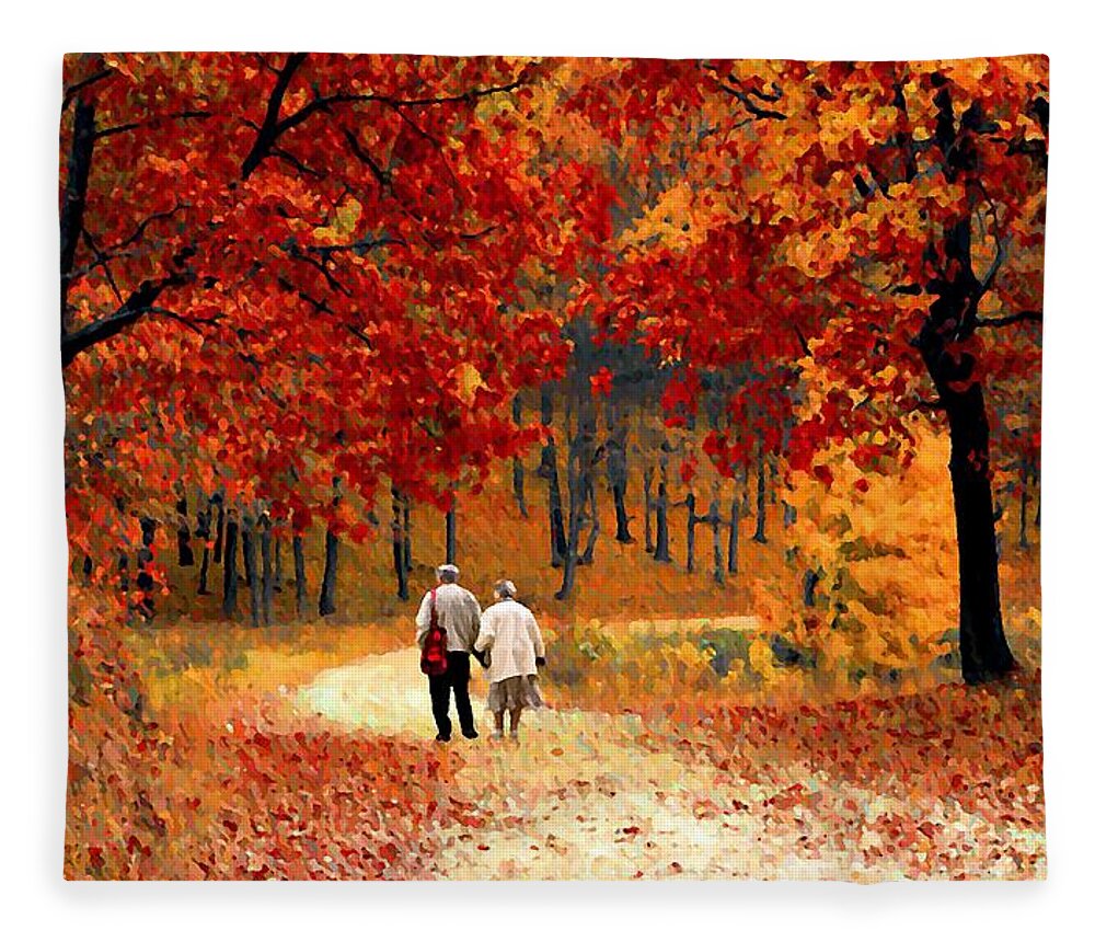 Autumn Fleece Blanket featuring the photograph An Autumn Walk by David Dehner
