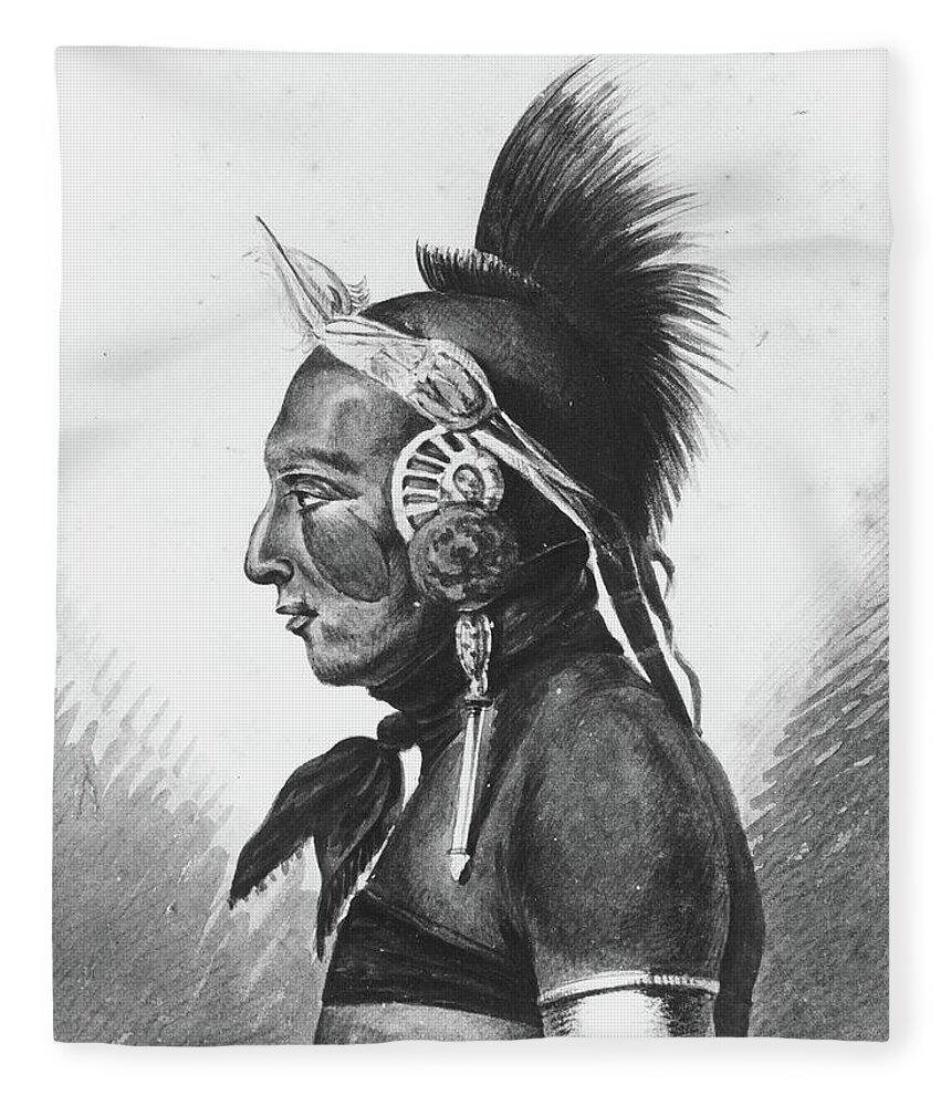 Pavel Petrovich Svinin Fleece Blanket featuring the painting An Osage Warrior by MotionAge Designs