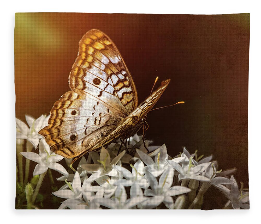 Anartia Jatrophae Fleece Blanket featuring the photograph Anartia Jatrophae - White Peacock Butterfly by Saija Lehtonen
