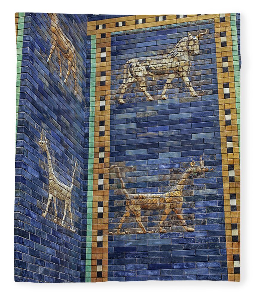 Babylon Fleece Blanket featuring the photograph Ancient Babylon Ishtar gate by Patricia Hofmeester