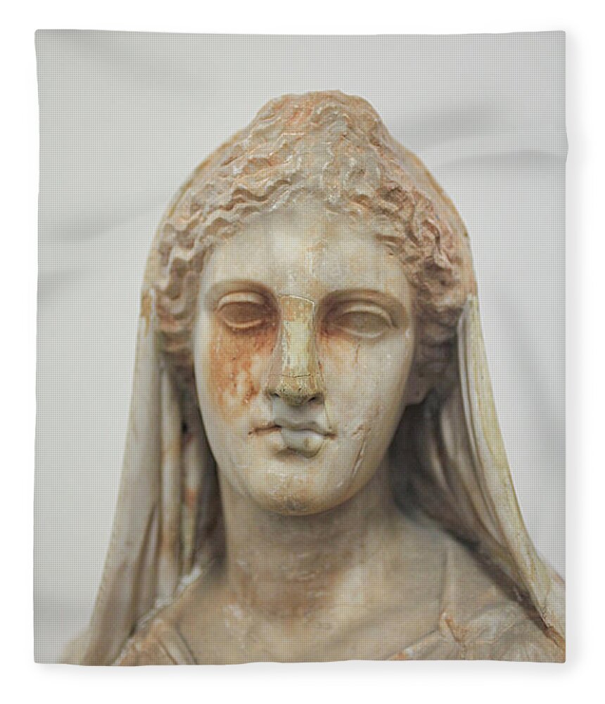Ancient Fleece Blanket featuring the photograph Ancient greek head of woman by Patricia Hofmeester