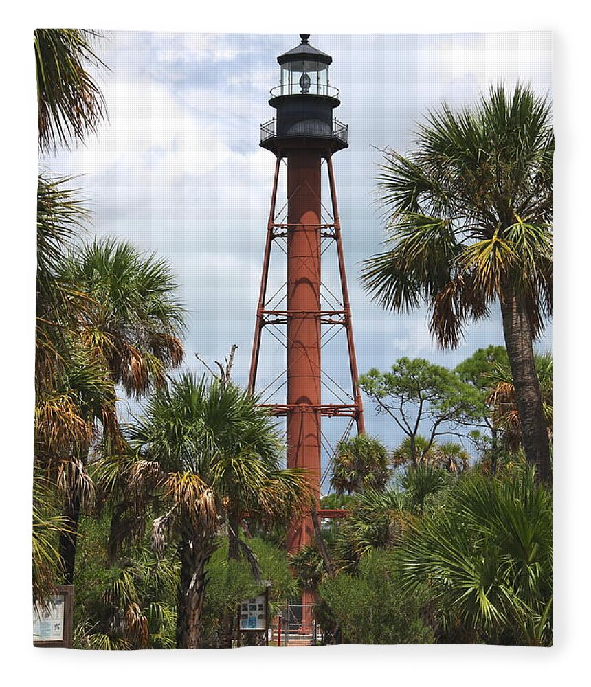 Lighthouse Fleece Blanket featuring the photograph Anclote Key Lighthouse by Barbara Bowen
