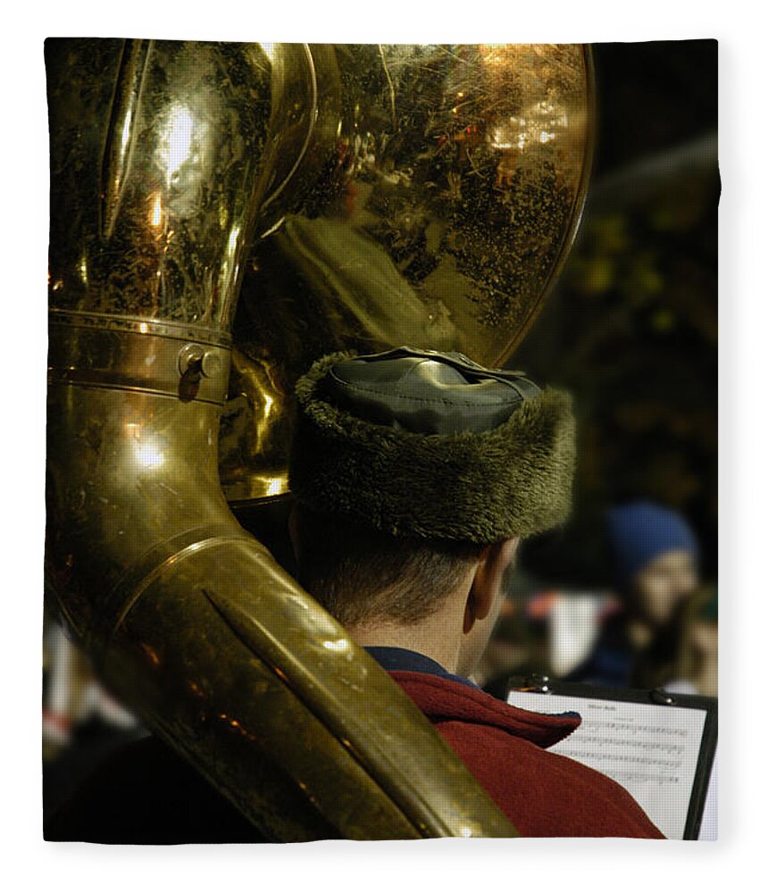 Tuba Fleece Blanket featuring the photograph And The Band Played On by DArcy Evans