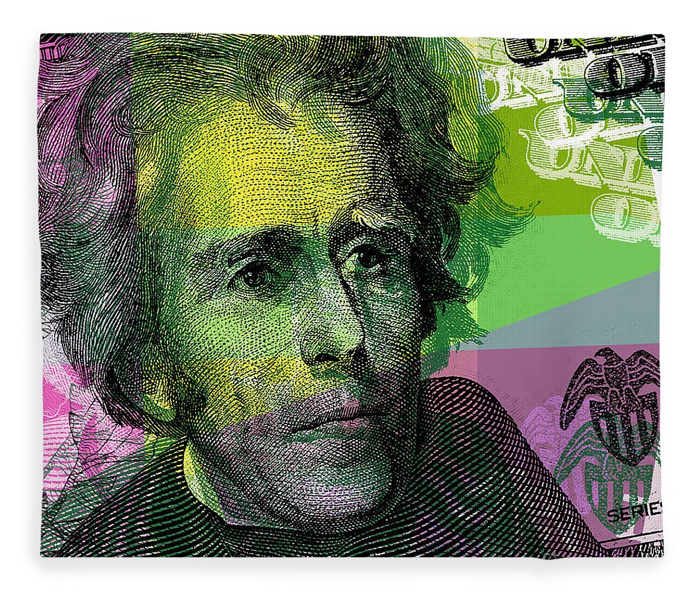 Andrew Jackson Fleece Blanket featuring the digital art Andrew Jackson - $20 bill by Jean luc Comperat