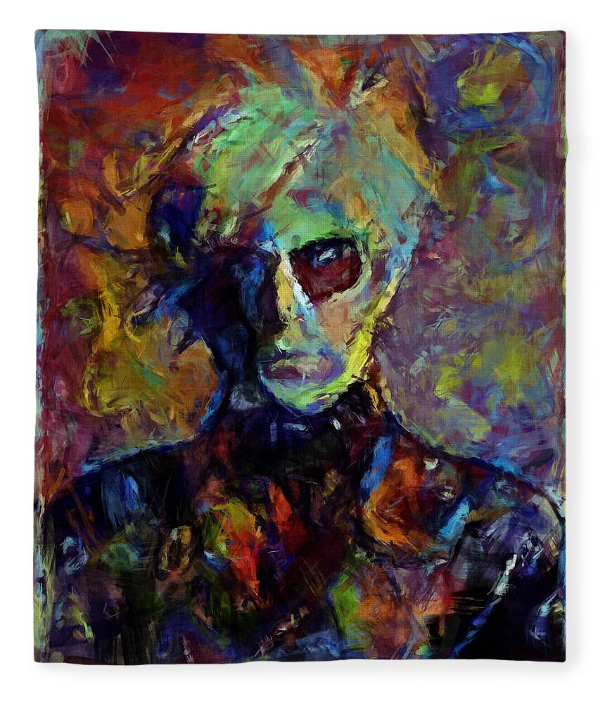 Andy Warhol Fleece Blanket featuring the mixed media Andy by Russell Pierce