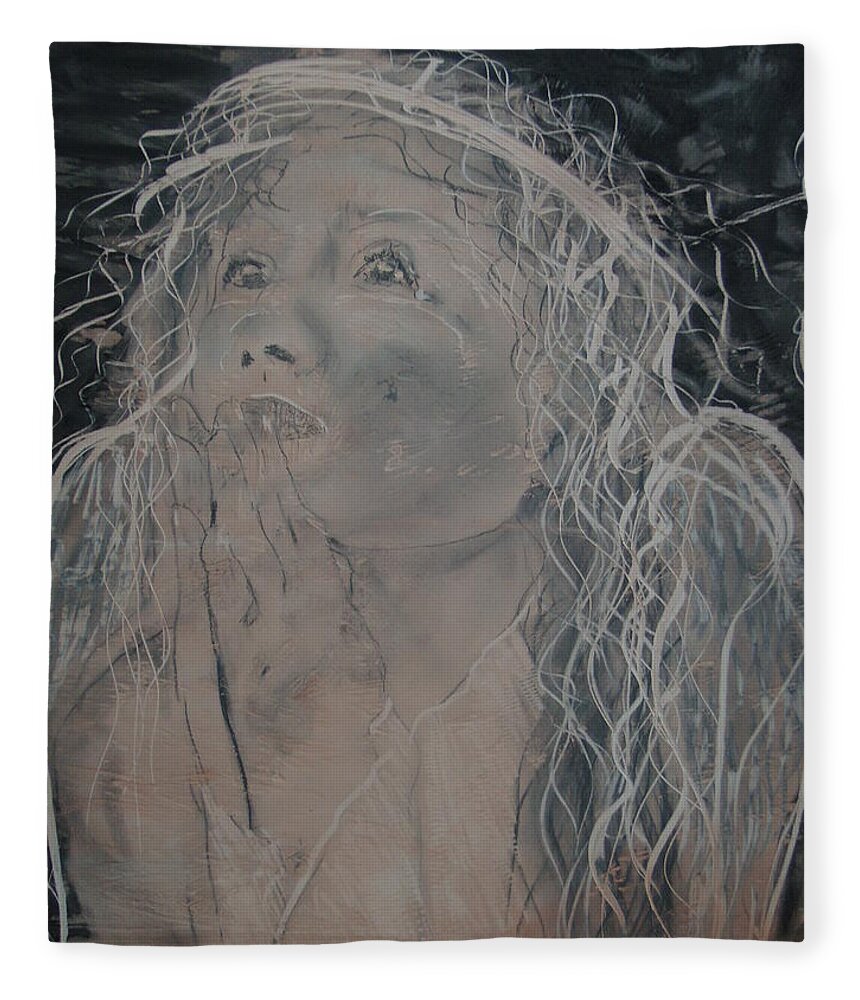  Fleece Blanket featuring the painting Angel 1 by J Bauer