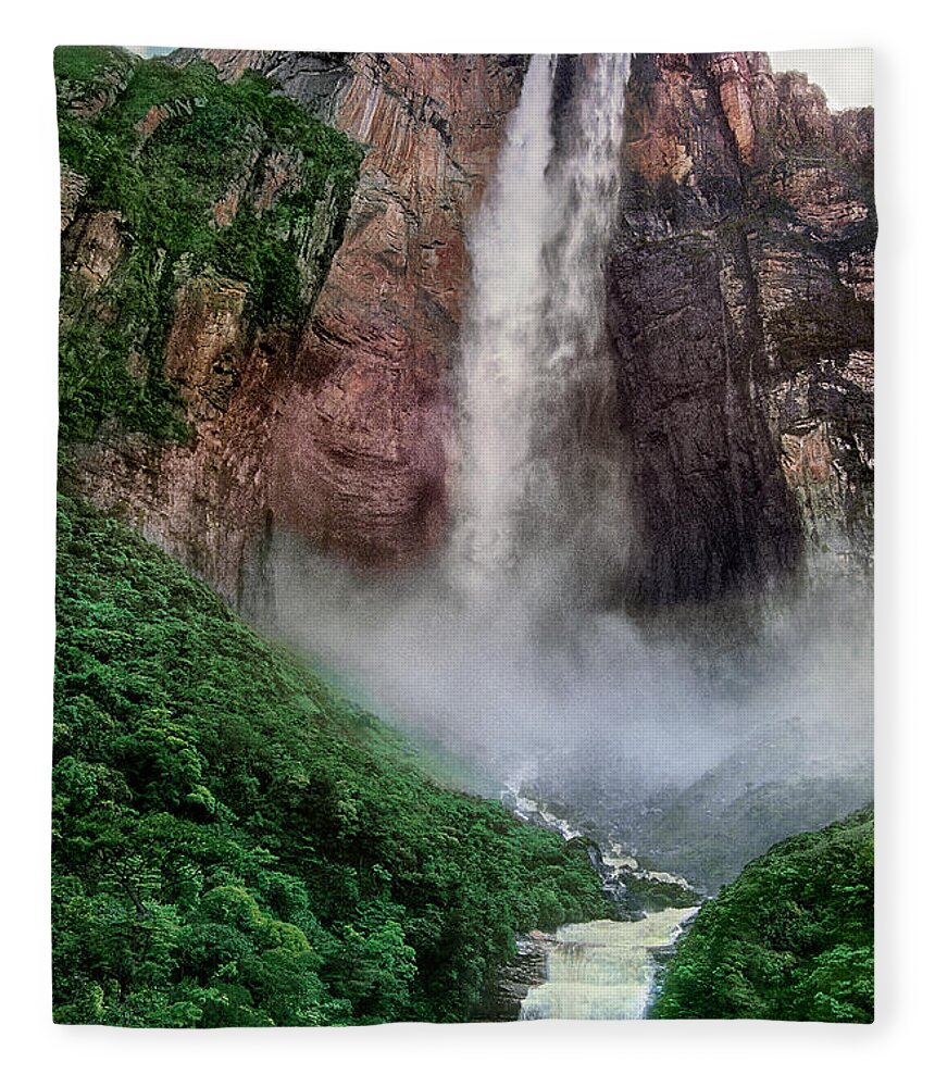 Dave Welling Fleece Blanket featuring the photograph Angel Falls Canaima National Park Venezuela by Dave Welling