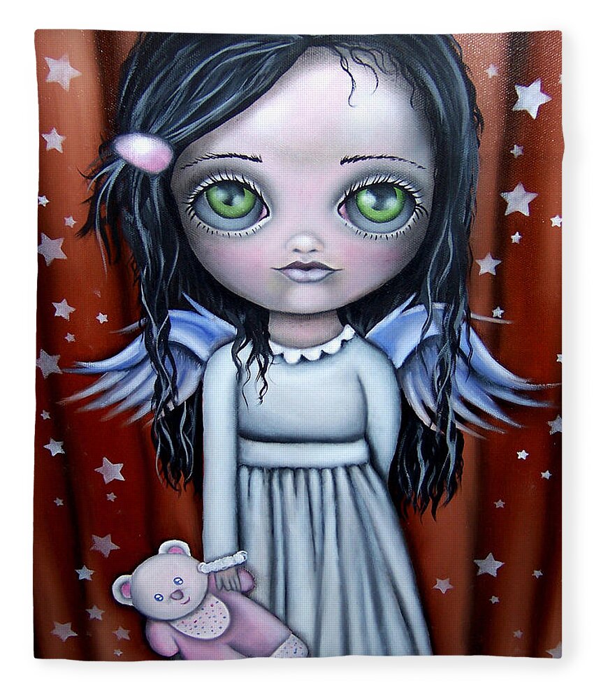 Abril Andrade Griffith Fleece Blanket featuring the painting Angel Girl by Abril Andrade