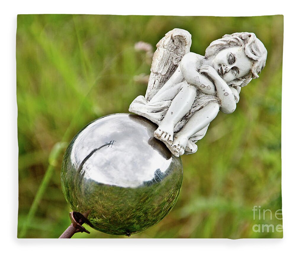 Photograph Fleece Blanket featuring the photograph Angel on her Silver Ball by Adriana Zoon