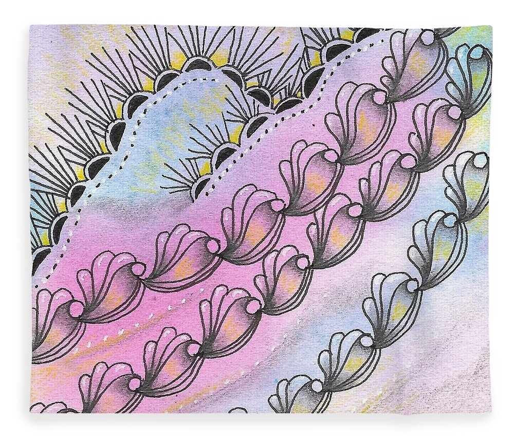 Zentangle Fleece Blanket featuring the drawing Angels' Descent by Jan Steinle