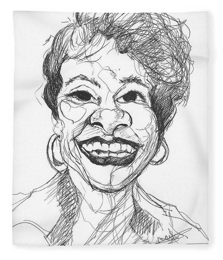 Caricatures Fleece Blanket featuring the drawing Annette Caricature by Michelle Gilmore
