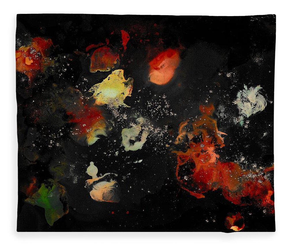 Abstract Fleece Blanket featuring the painting Another View of Space by Louise Adams