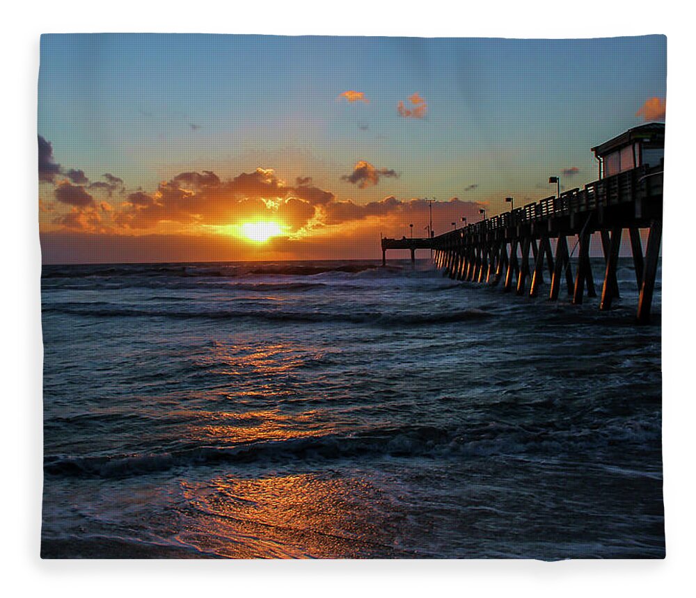 Fishing Fleece Blanket featuring the photograph Another Saturday Night at the Pier by Robert Wilder Jr