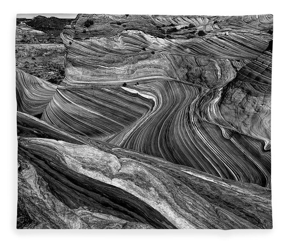 The Wave Fleece Blanket featuring the photograph Another World B/W by Jonathan Davison