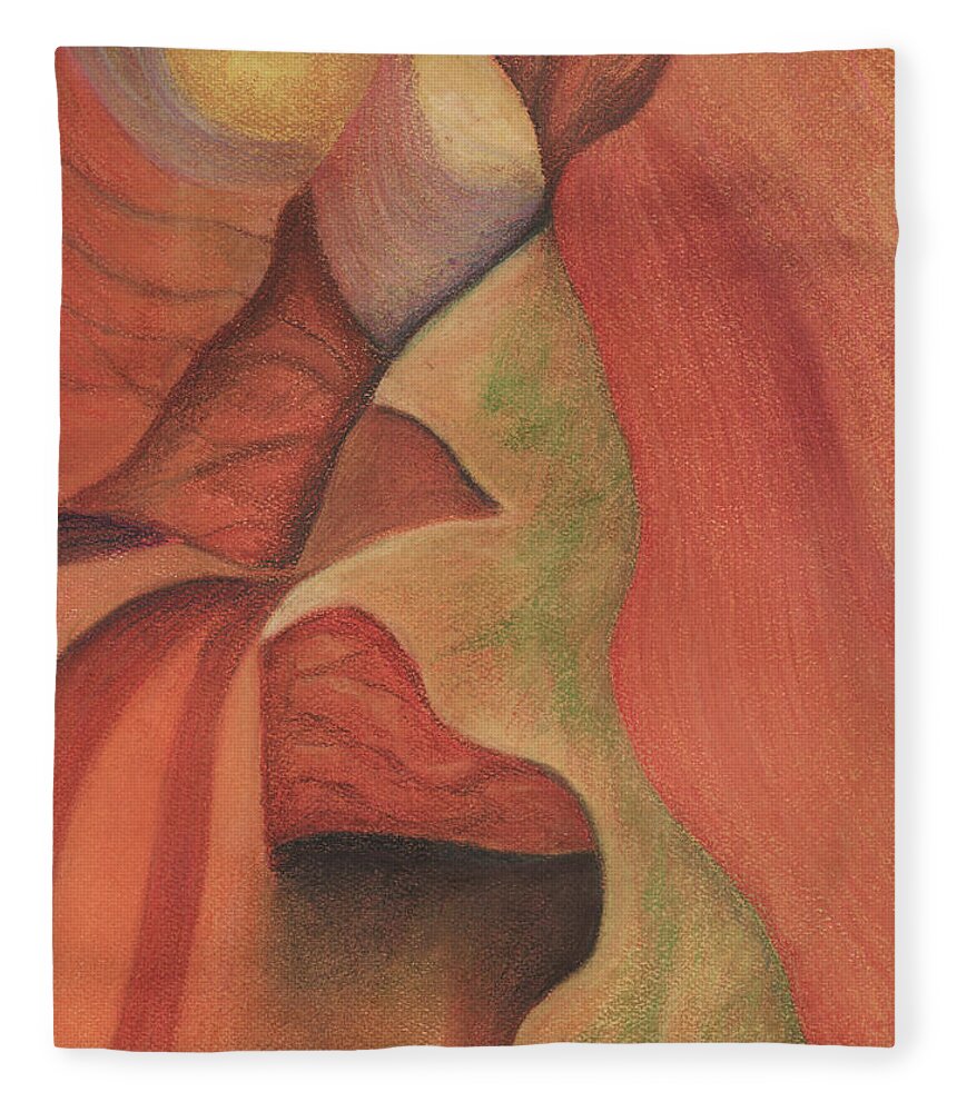 Antelope Canyon Fleece Blanket featuring the pastel Antelope Canyon 2 by Anne Katzeff