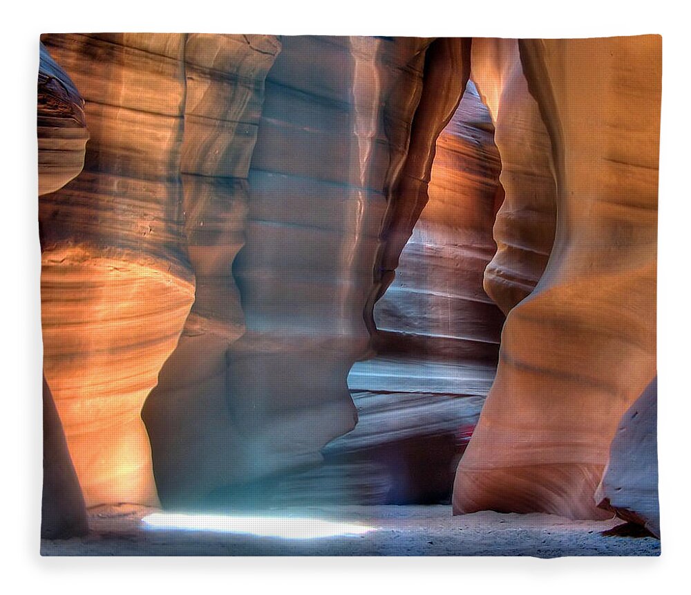 Antelope Fleece Blanket featuring the photograph Antelope Canyon by Farol Tomson