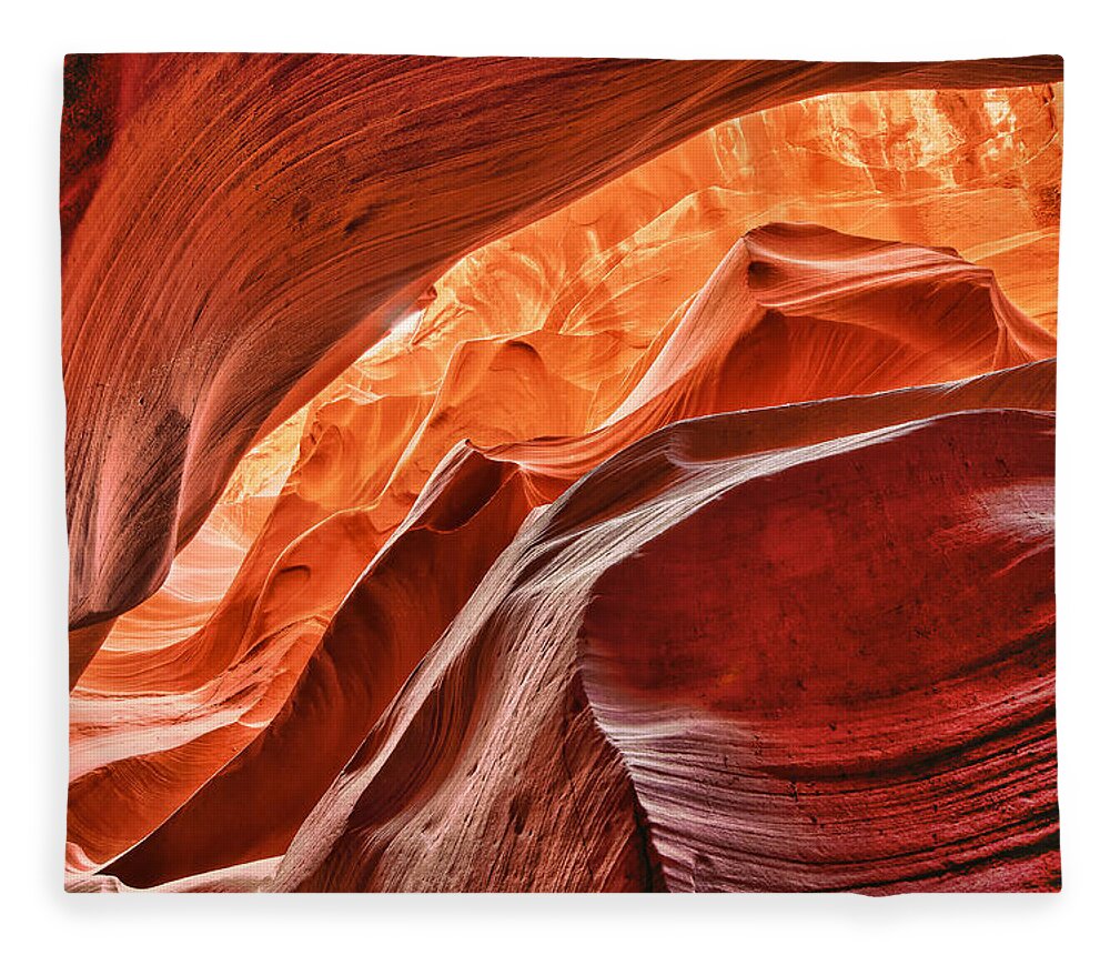 Antelope Fleece Blanket featuring the photograph Antelope Canyon I by Andreas Freund