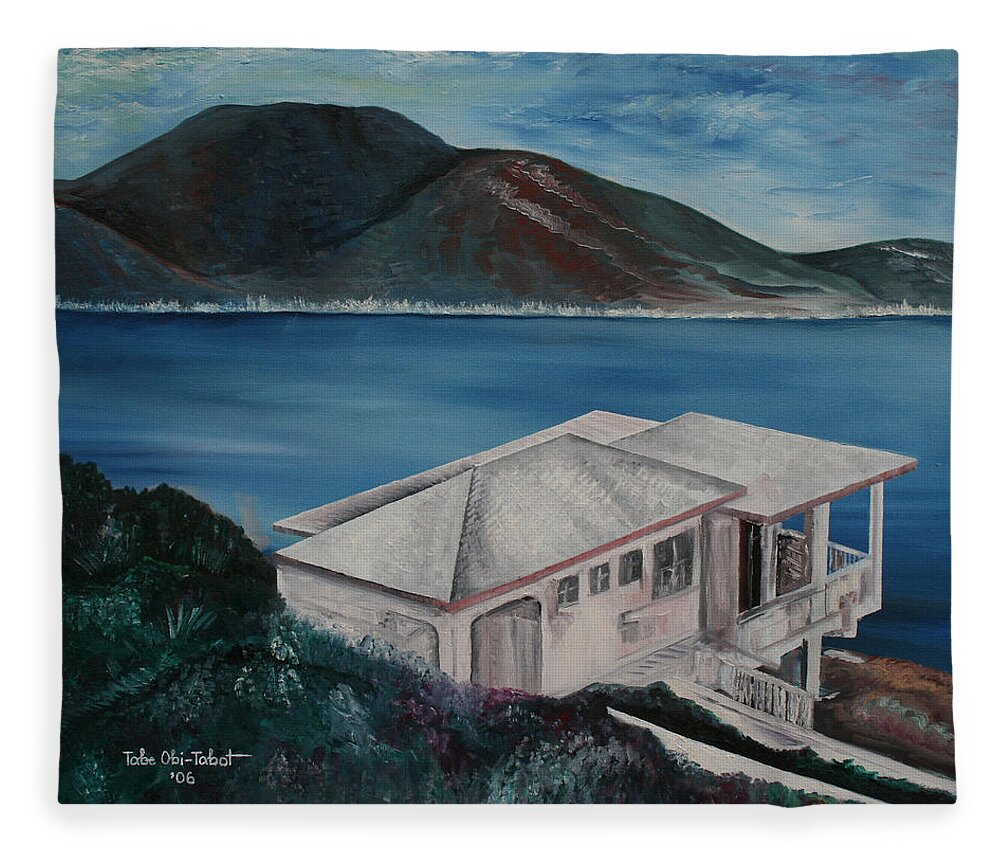 Antigua Fleece Blanket featuring the painting Antigua by Obi-Tabot Tabe