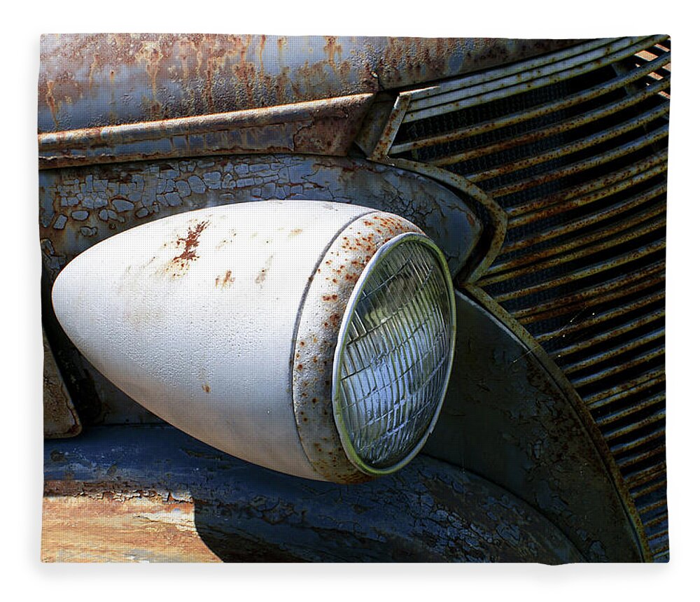 Antique Fleece Blanket featuring the photograph Antique Car Headlight by Douglas Barnett