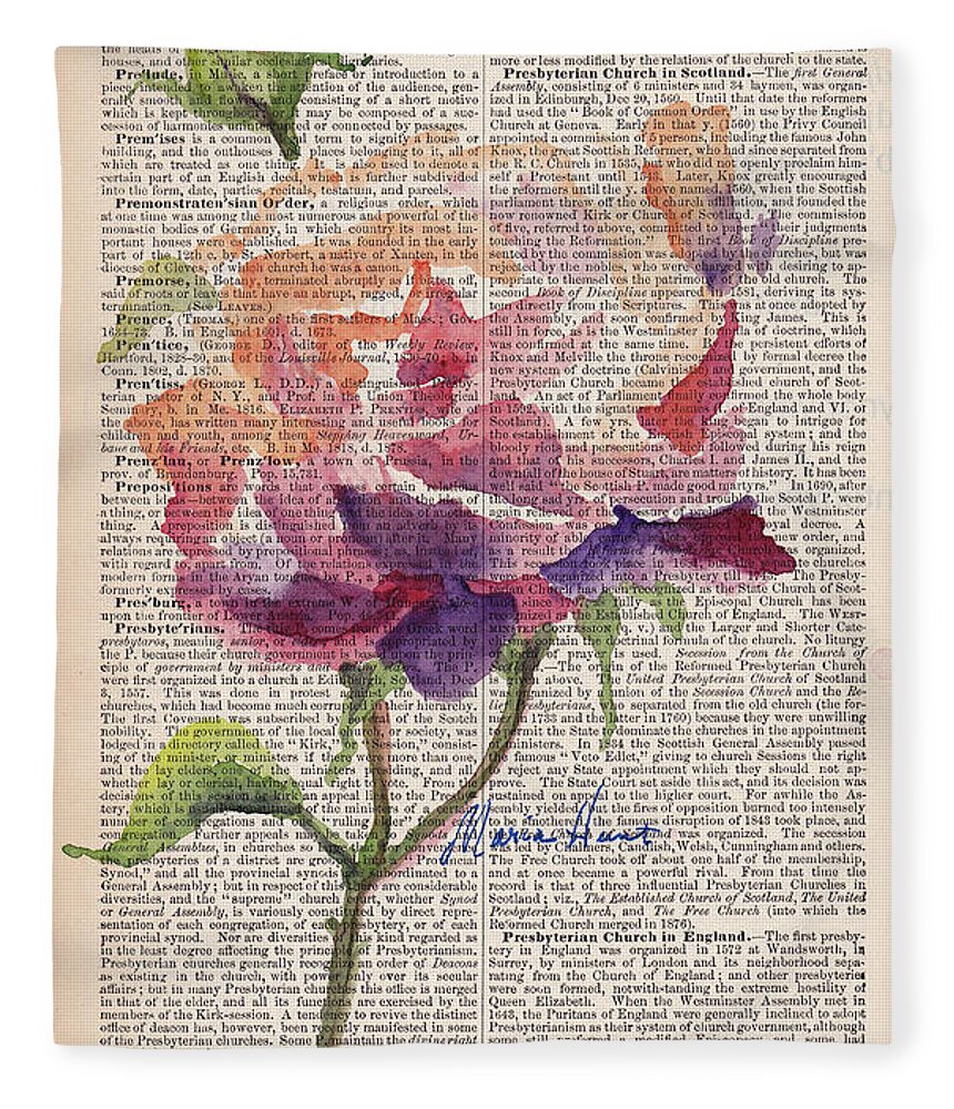 Antique Paper Fleece Blanket featuring the painting Antique Rose On Antique Paper by Maria Hunt
