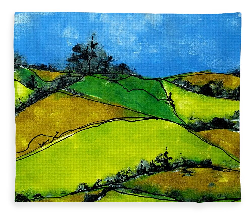 Abstract Fleece Blanket featuring the painting Anywhere by Louise Adams