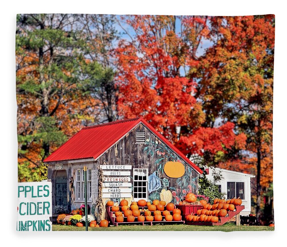 Vermont Fleece Blanket featuring the photograph Apples Cider Pumpkins by DJ Florek