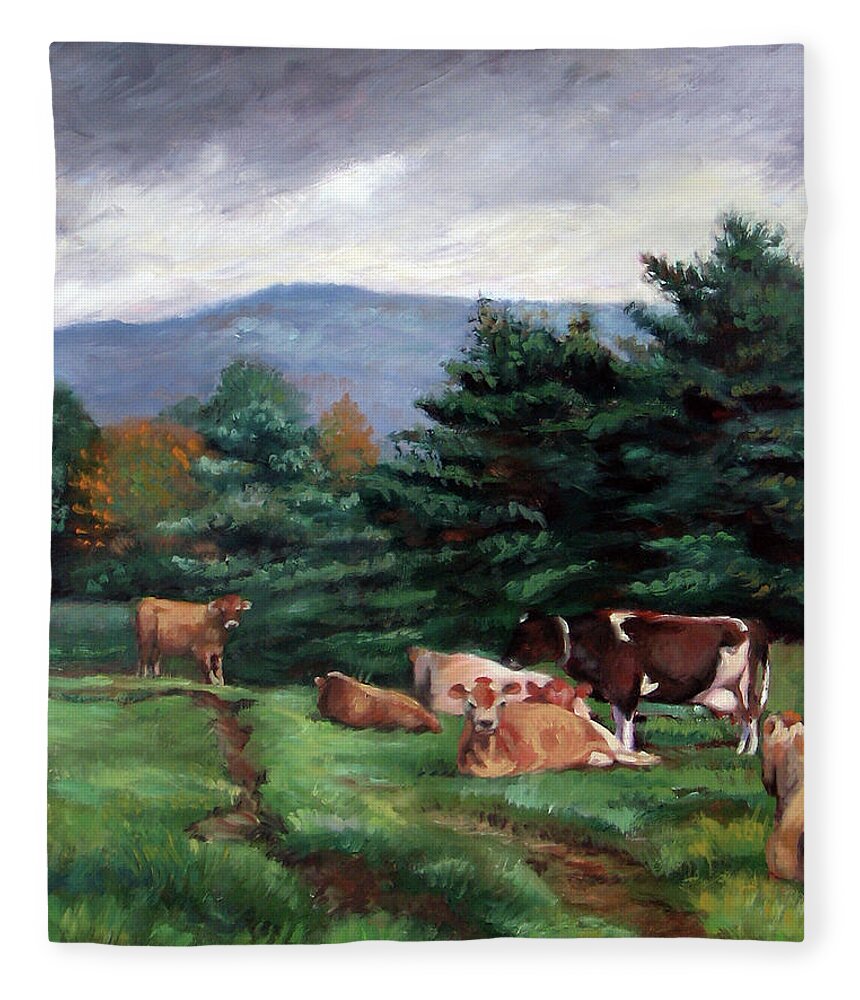 Storm Clouds Fleece Blanket featuring the painting Approaching Storm by Marie Witte