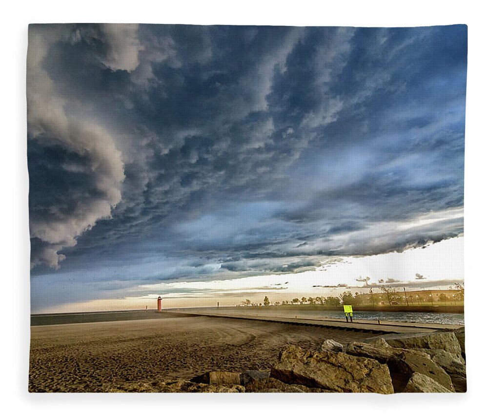 Beach Fleece Blanket featuring the photograph Approaching Storm by Steven Santamour