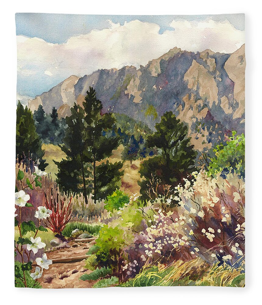 Colorado Painting Fleece Blanket featuring the painting April Hike by Anne Gifford