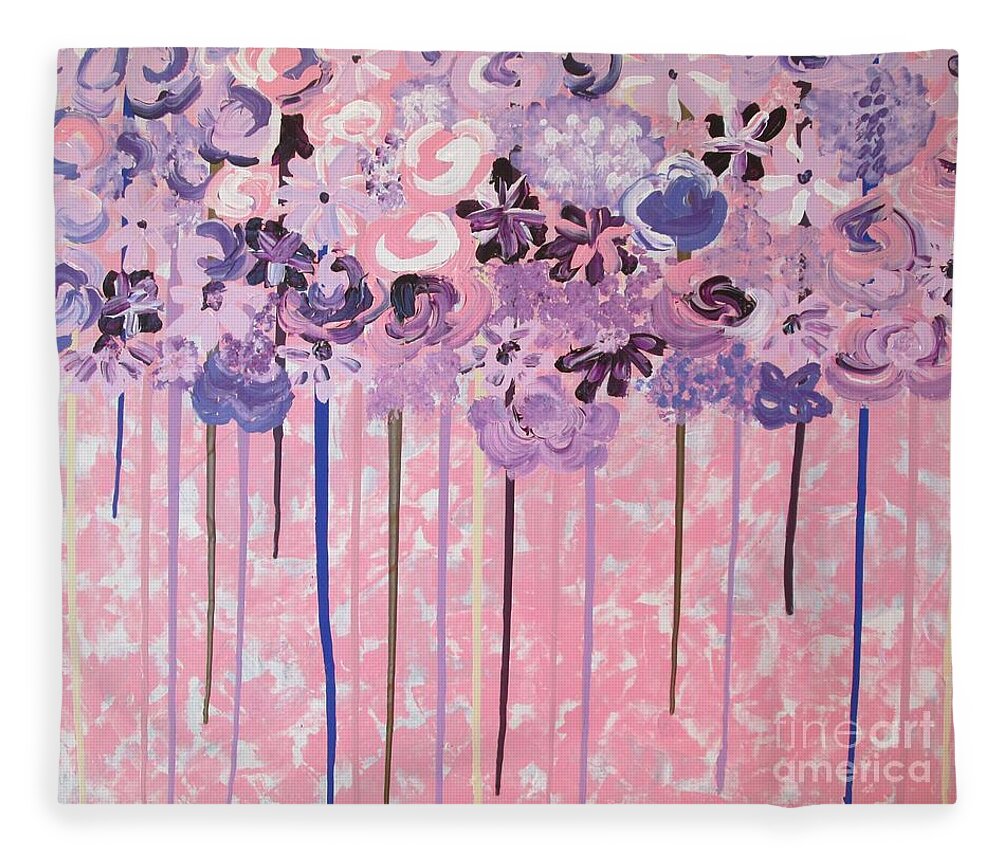 Flowers Fleece Blanket featuring the painting April Showers by Jennylynd James