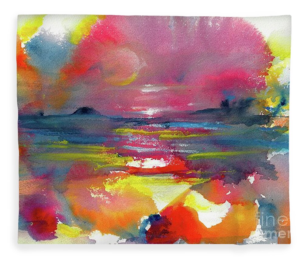 Seascape Fleece Blanket featuring the painting Aqueous by Francelle Theriot