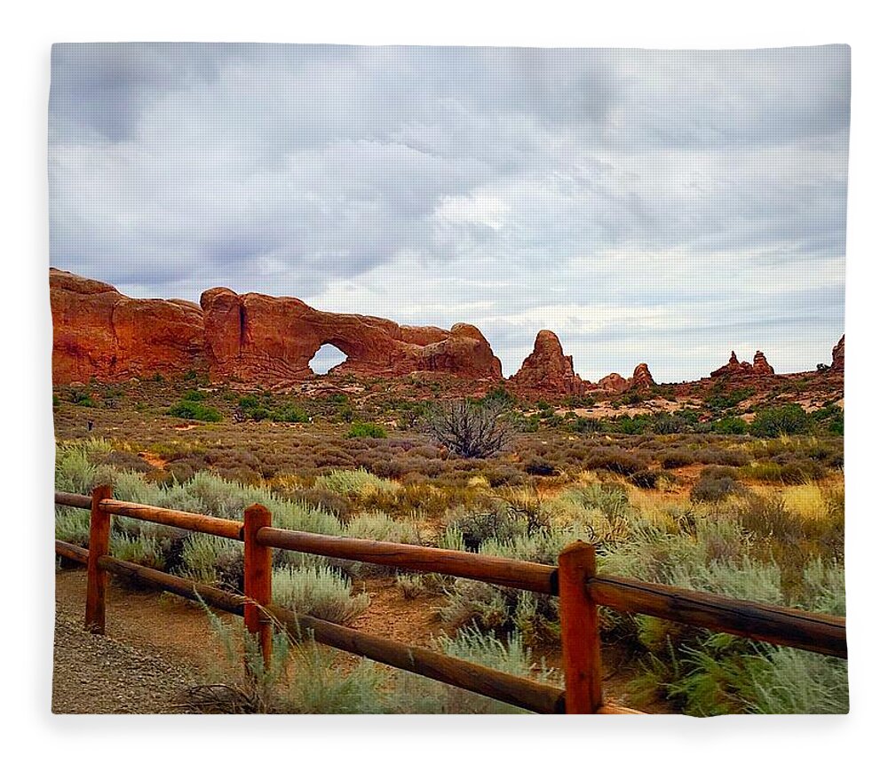 Natural Arches Fleece Blanket featuring the photograph Arches National Park by Anne Sands