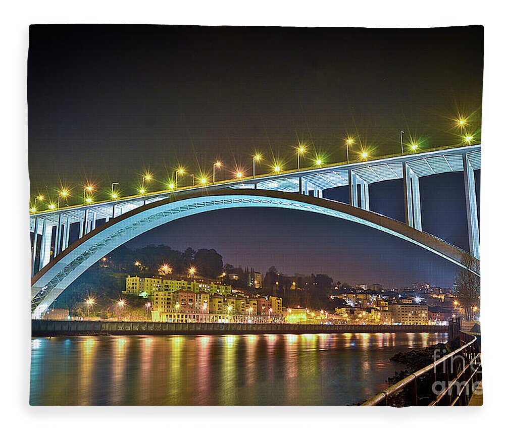 O Porto Fleece Blanket featuring the photograph Arrabida Bridge - Porto City - Portugal by Carlos Alkmin