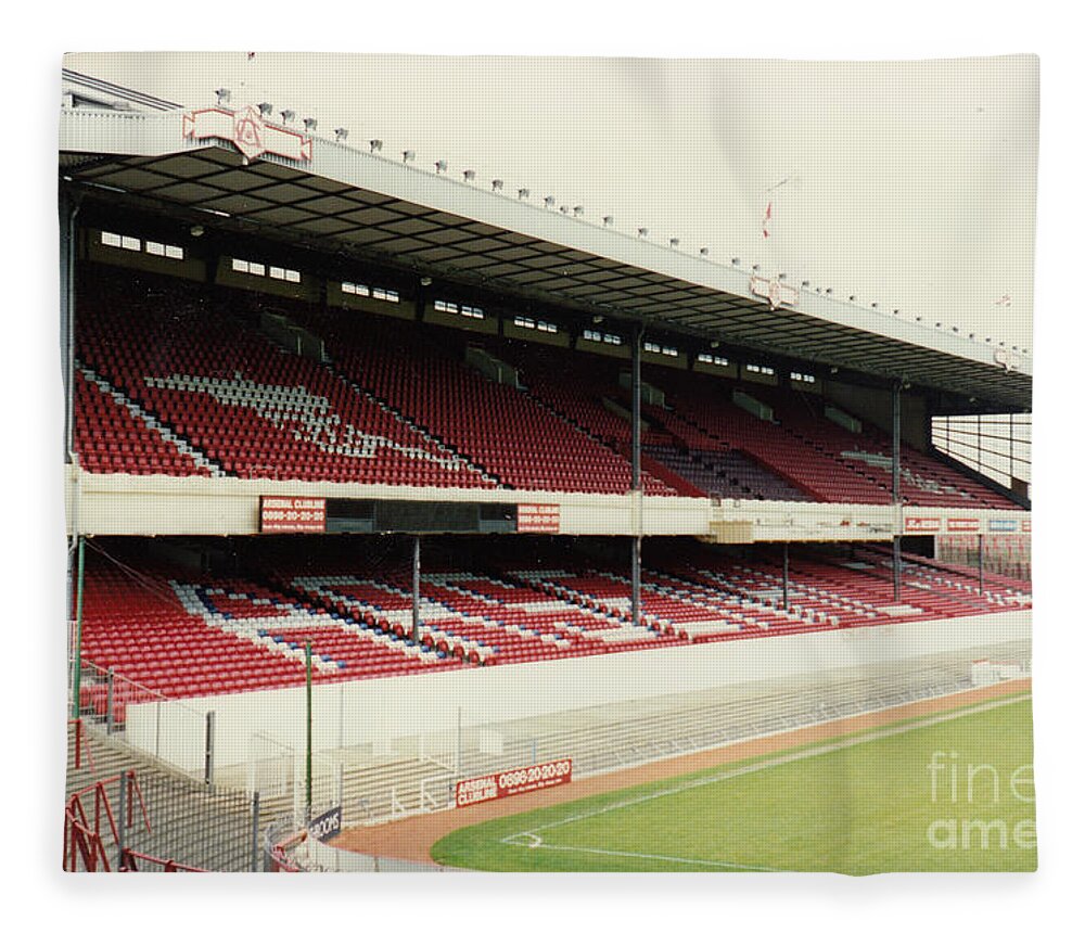 Arsenal Fleece Blanket featuring the photograph Arsenal - Highbury - West Stand 4 - 1992 by Legendary Football Grounds