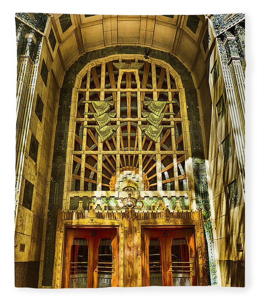 Vancouver Fleece Blanket featuring the photograph Art Deco Marine Building by Theresa Tahara