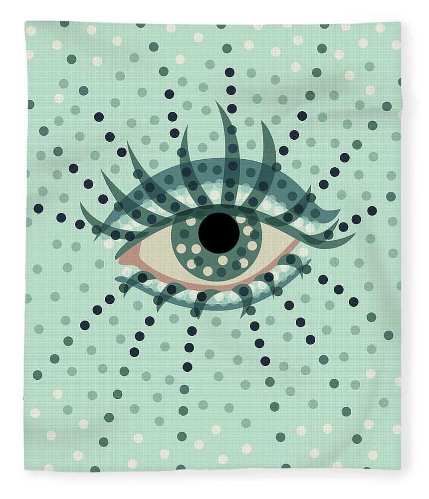 Art Fleece Blanket featuring the digital art Beautiful Abstract Dotted Blue Eye by Boriana Giormova