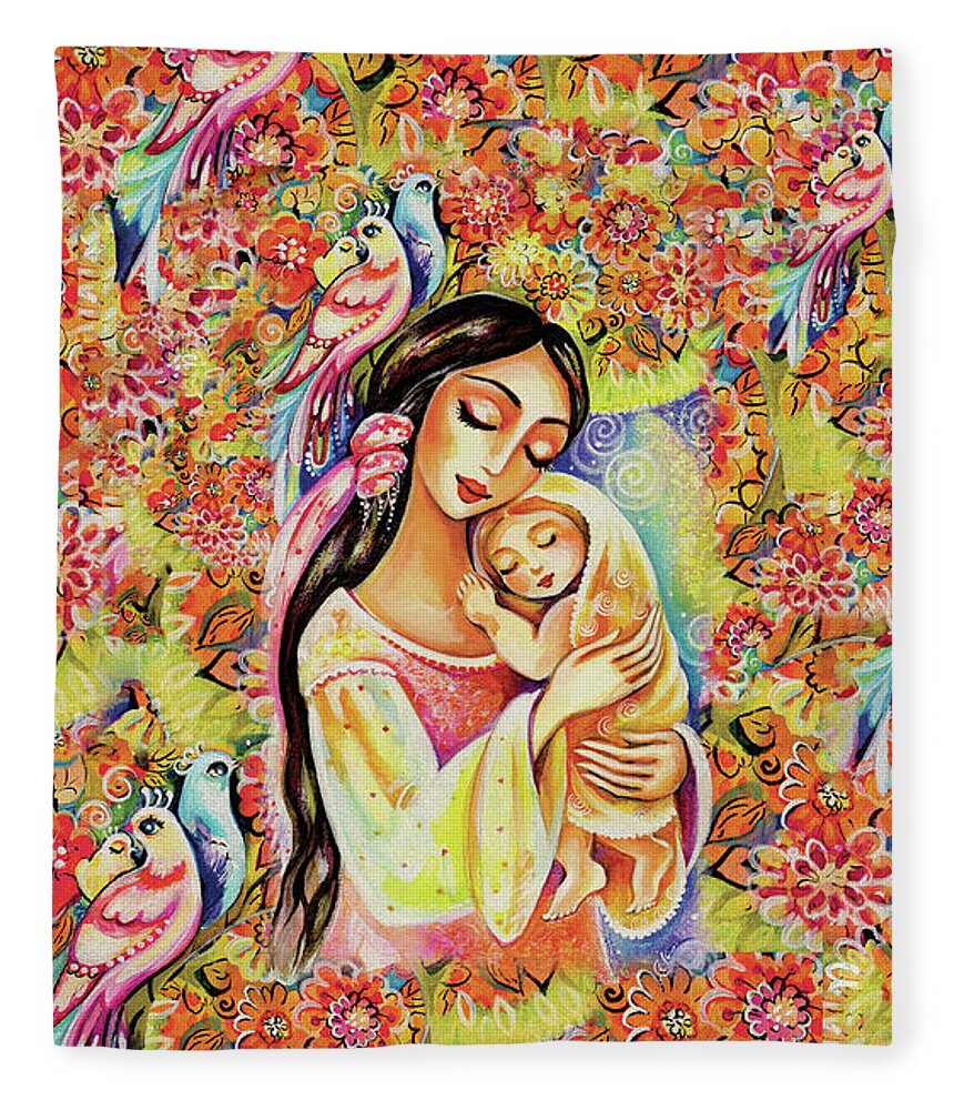 Mother And Child Fleece Blanket featuring the painting Little Angel Dreaming by Eva Campbell