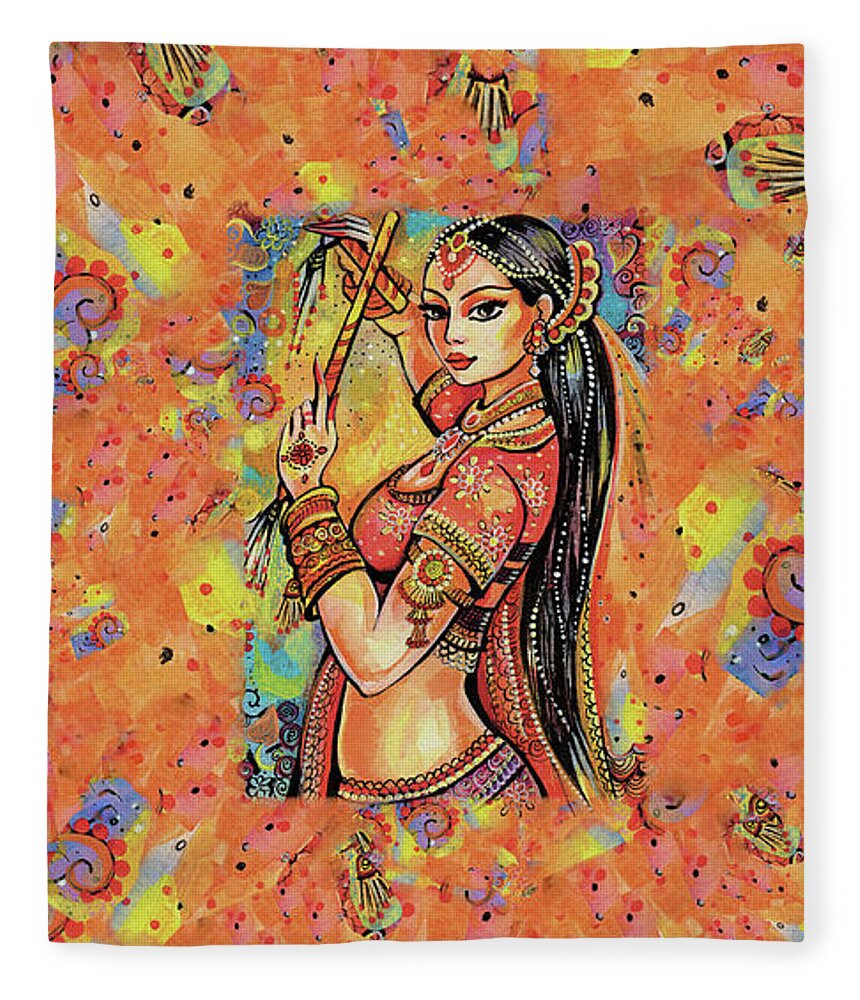Indian Dancer Fleece Blanket featuring the painting Magic of Dance by Eva Campbell