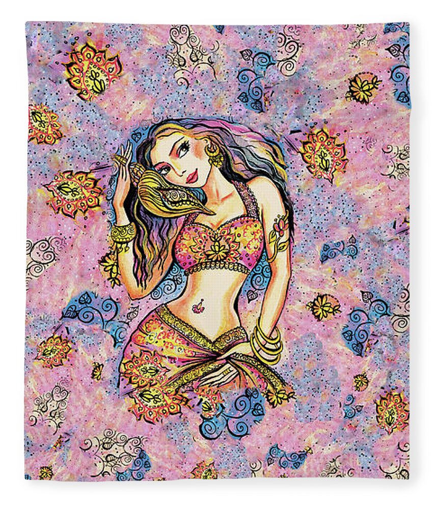 Belly Dancer Fleece Blanket featuring the painting Karishma by Eva Campbell