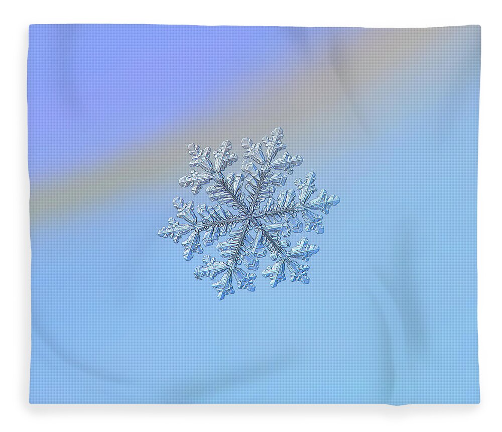 Snowflake Fleece Blanket featuring the photograph Real snowflake - Hyperion by Alexey Kljatov
