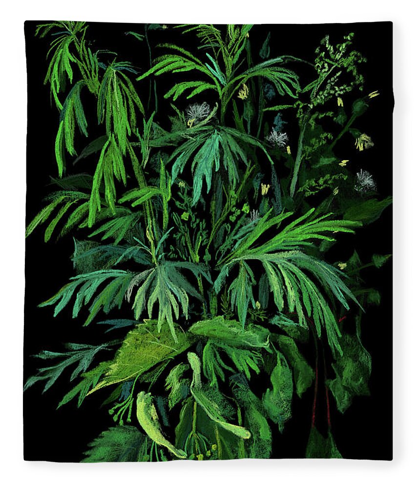 Contemporary Fleece Blanket featuring the painting Green and Black by Julia Khoroshikh