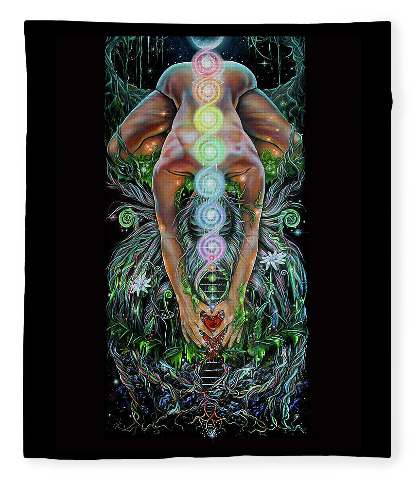 Dna Fleece Blanket featuring the painting Sacred Cycle by Robyn Chance