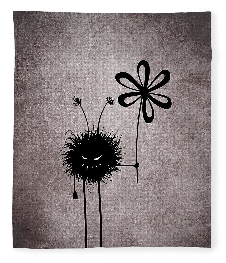 Evil Fleece Blanket featuring the digital art Evil Flower Bug by Boriana Giormova