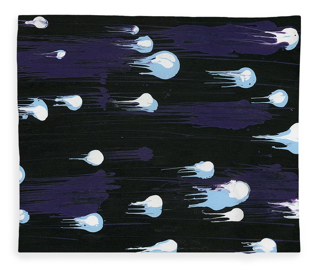 Abstract Fleece Blanket featuring the painting As Angels Fall by Matthew Mezo